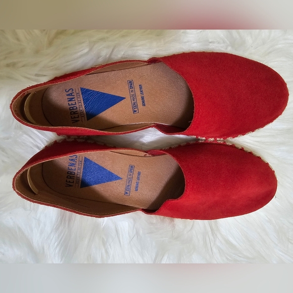 FUN VERBENAS Made In Spain, Suede Carmen Flat Espadrilles, Red - Picture 6 of 14